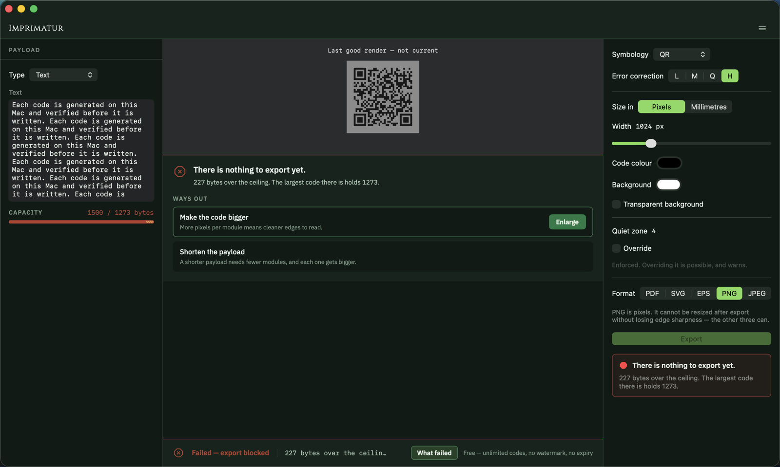 Verified — decoded back, with what the press may still cost you